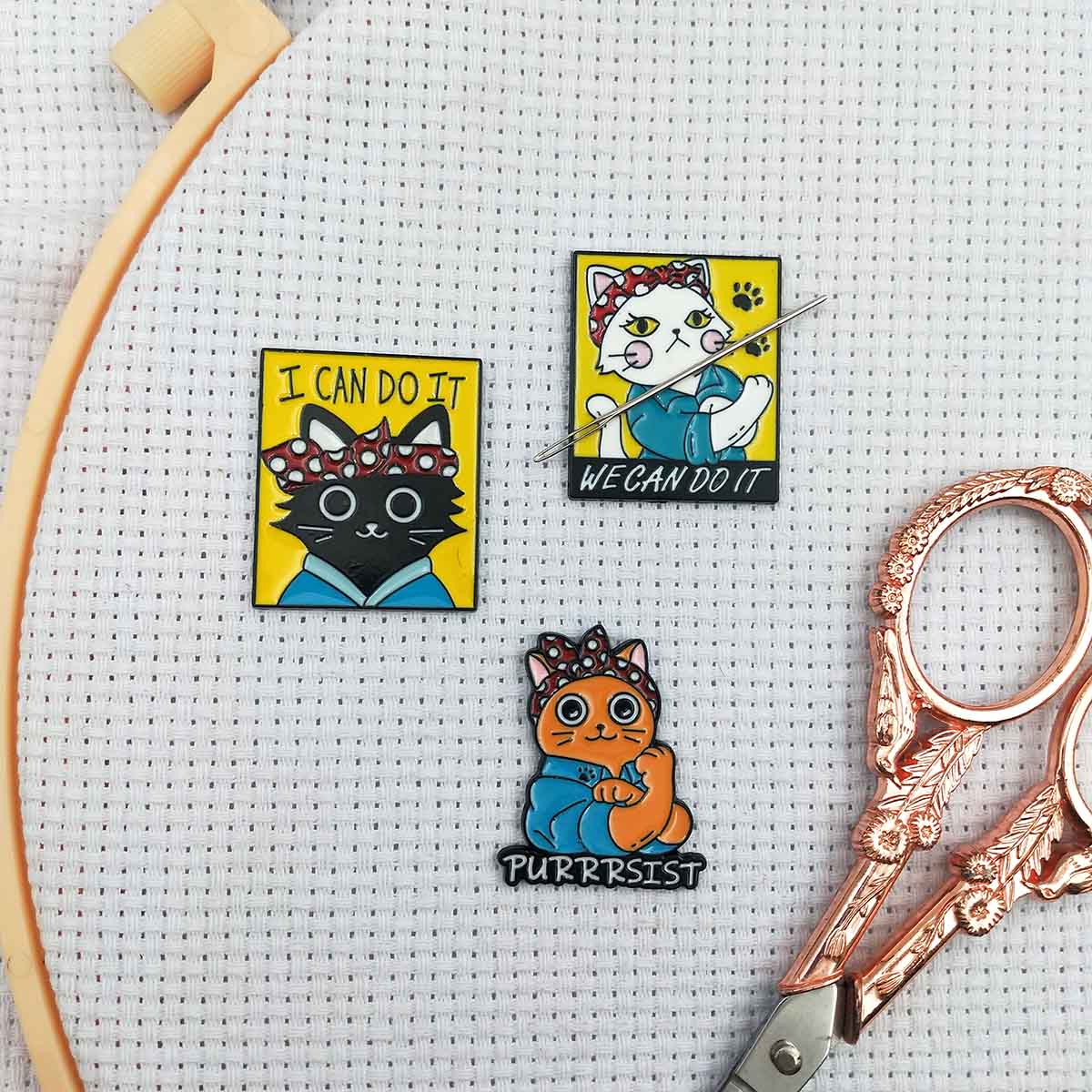Embroidery X Stitch - Magnetische naaldhouder voor borduurwerk, kat in