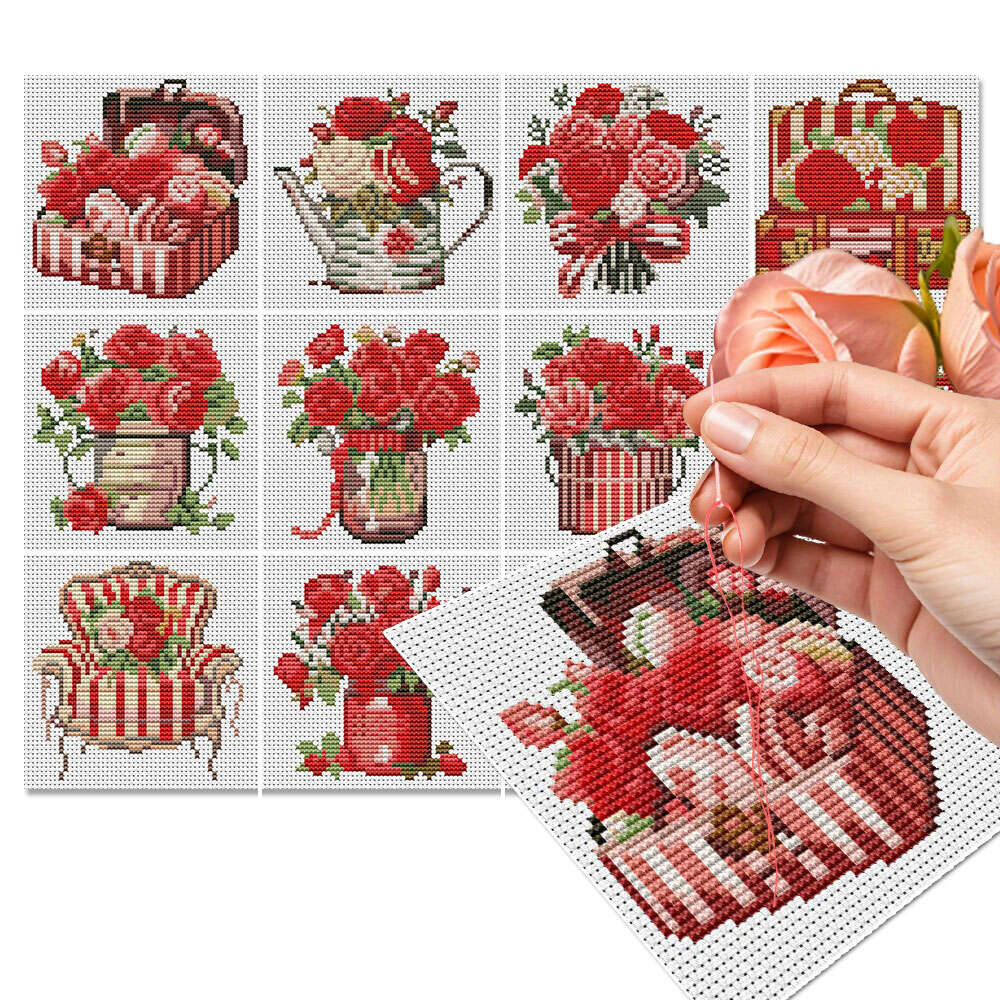 Embroidery Rose Stitch - 12 stuks Rose Cross Stitch 11Ct
