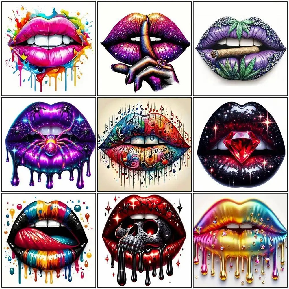 Embroidery Lips - Diamond Painting Mond Lip Volledige Vierkante