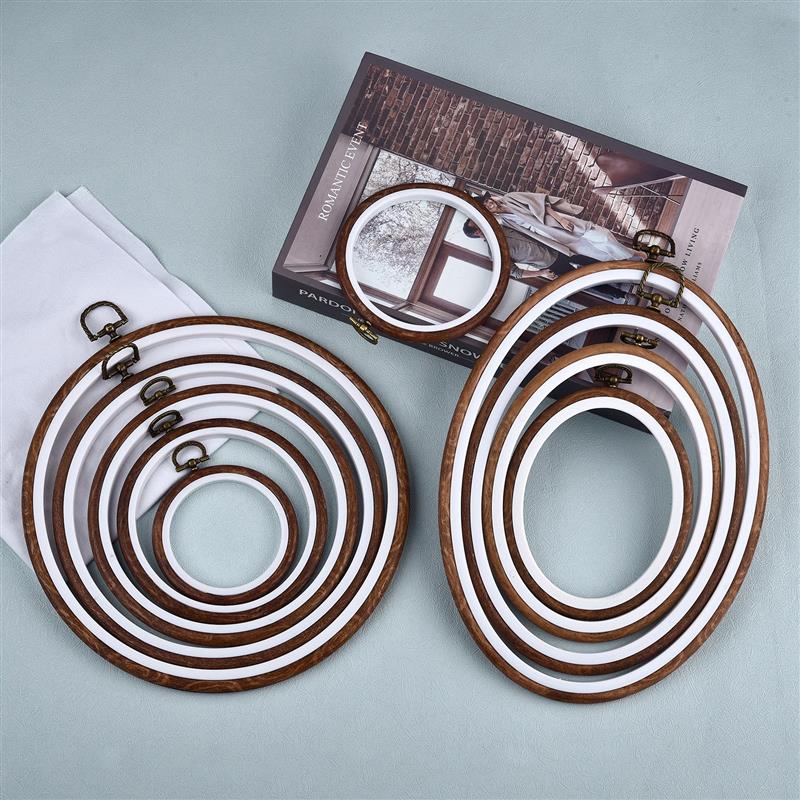 Embroidery X Stitch - Naai-gereedschap Ronde Ovale Houten Borduurringen Set