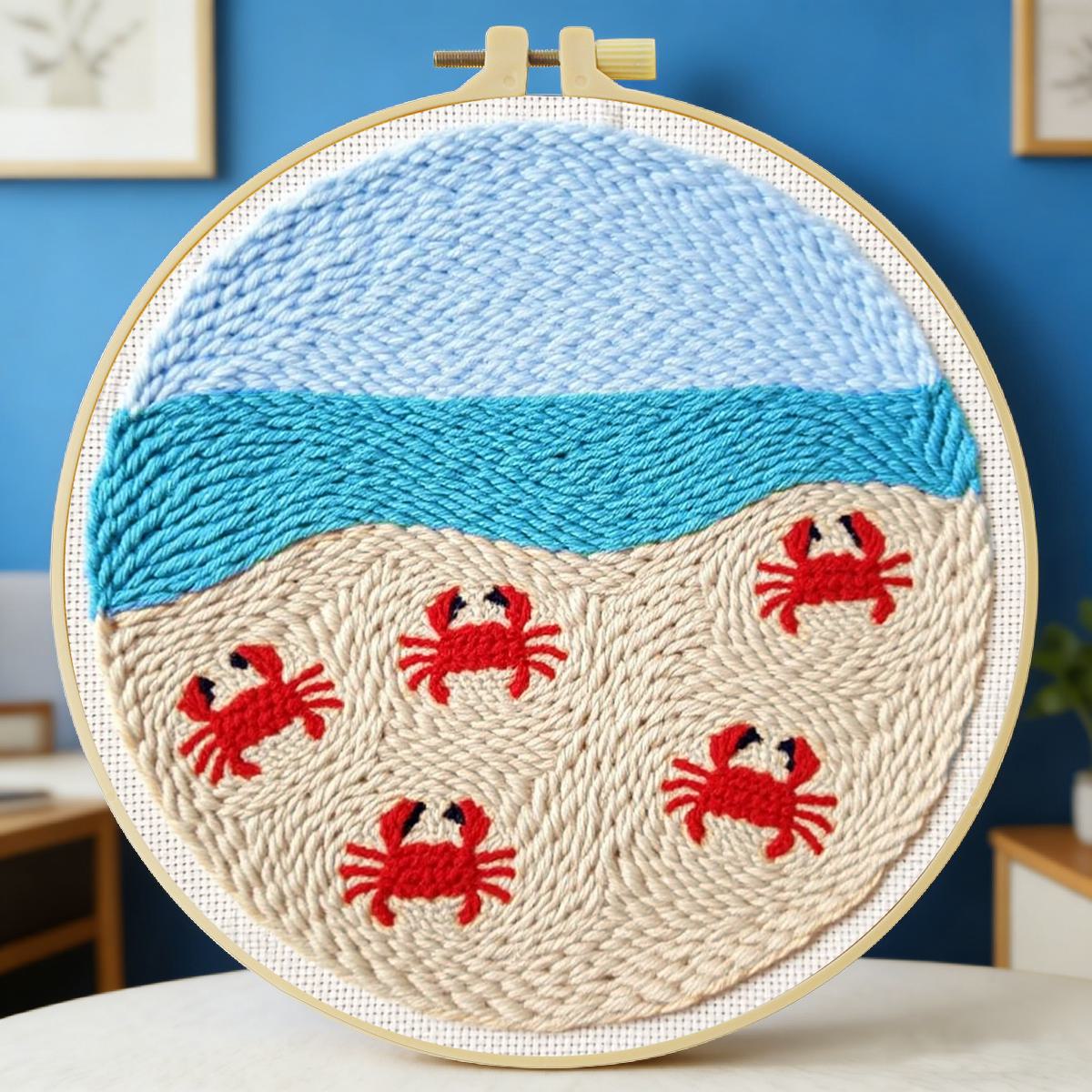 Printed Embroidery Kit - 20X20CM/7.87inch Dieren - Krab punch needle