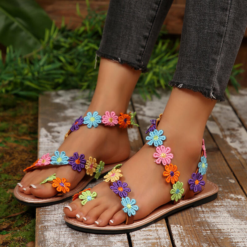 Embroidery Design - Boheemse borduurwerk bloemen design sandalen dames