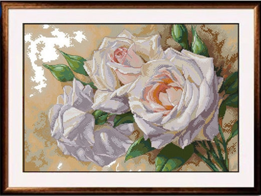 Embroidery Rose Stitch - Witte rozen bloem mooie bloemen plant