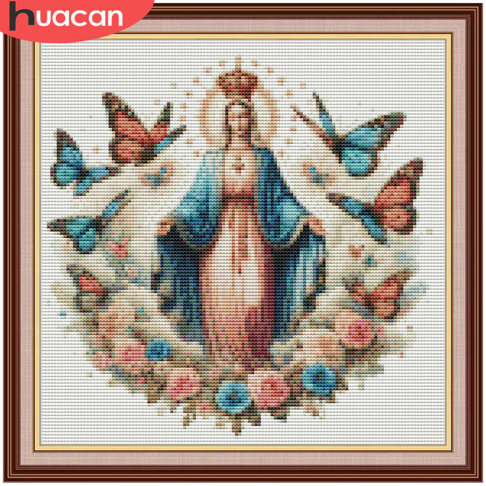 Embroidery Rose Stitch - HUACAN Borduurpakketten Maagd Maria Religie Portret
