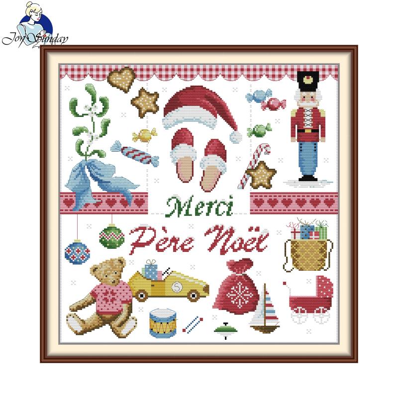 Embroidery Xmas Ornaments - Kruissteekset Dank U Kerstman Joy Sunday