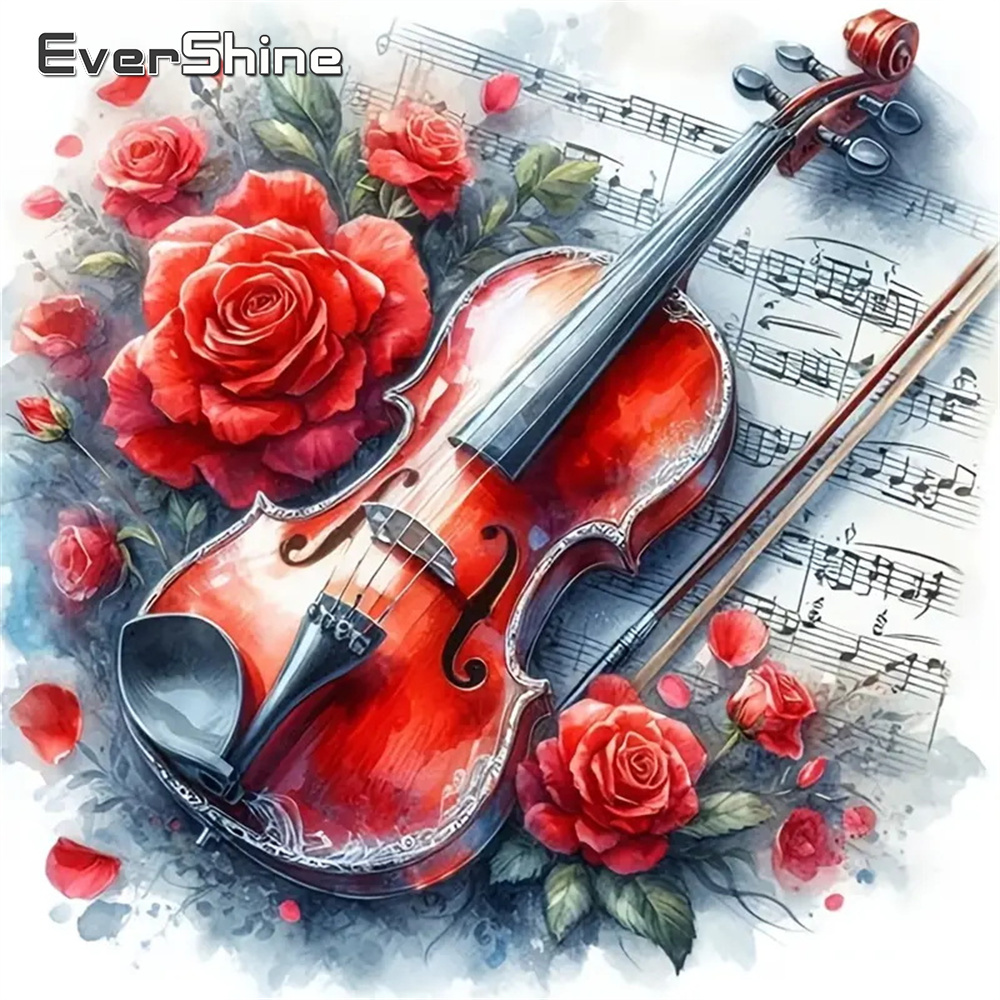 Embroidery Rose - Evershine DIY Diamond schilderij viool volledige