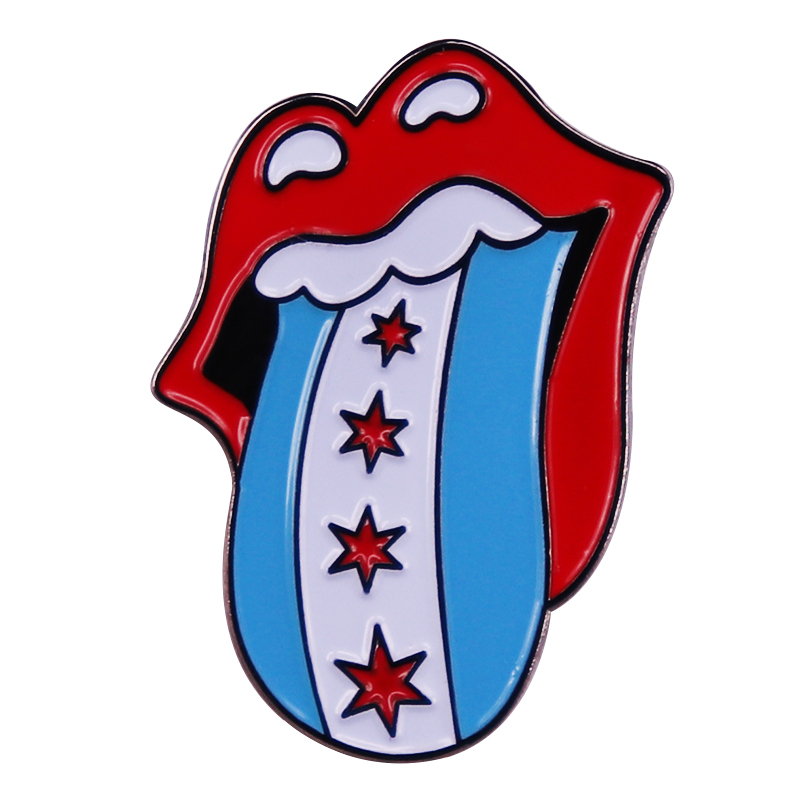 Embroidery Lips - Chicago Vlag Emaille Pin Muziek Lippen