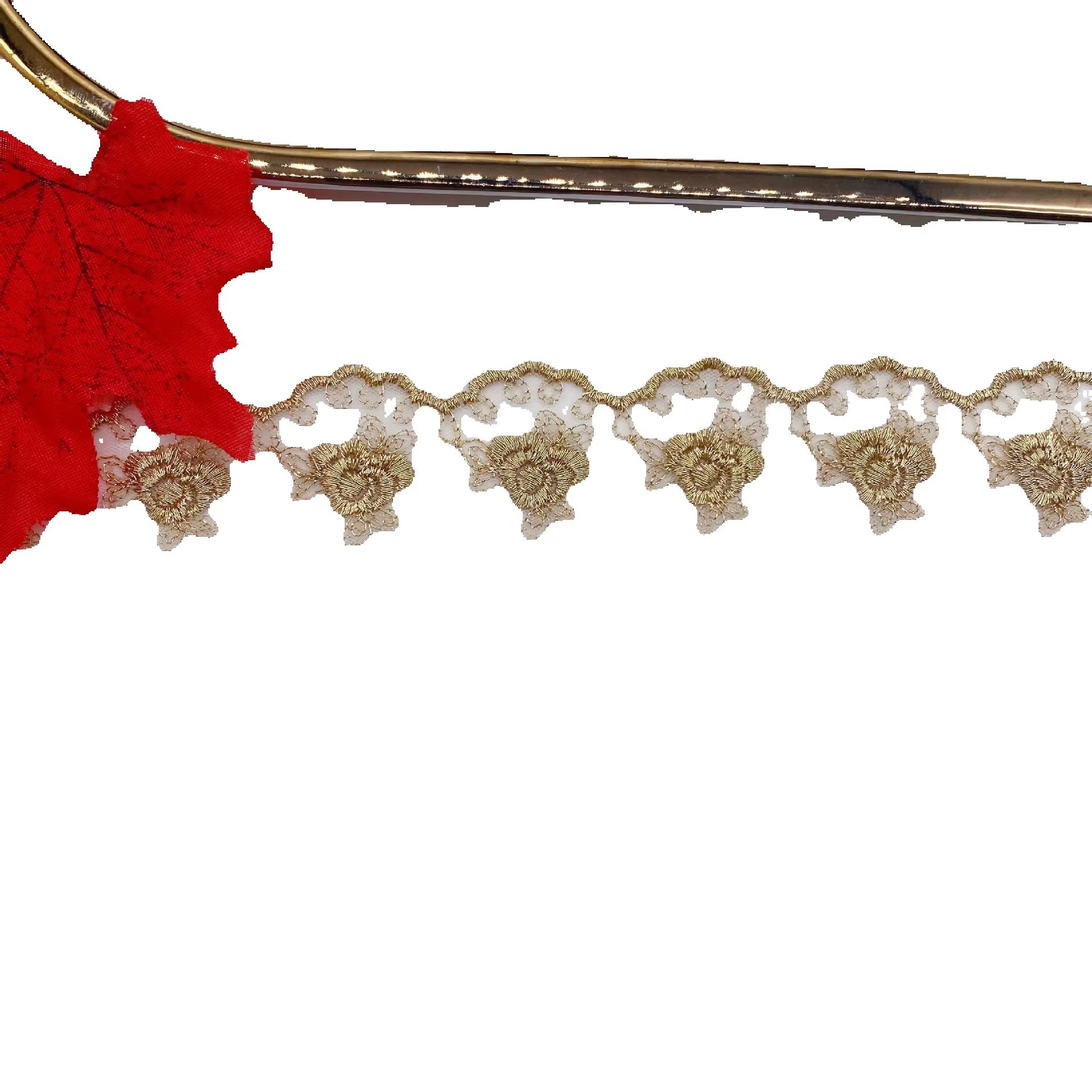 Embroidery Rose - Gouden draad borduurwerk roos bloem mesh