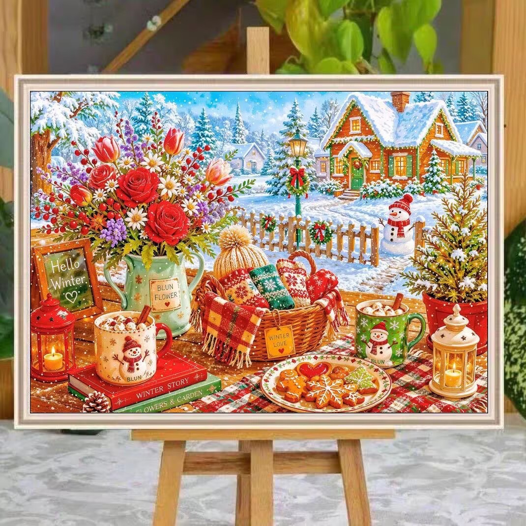 Embroidery Thread Yarn - 9CT 14ct Winter Gedrukte Kits Kruissteek