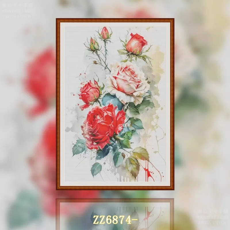 Embroidery Rose Stitch - [ZZ6874- Elegance of Roses] Gepersonaliseerd kruissteekpakket