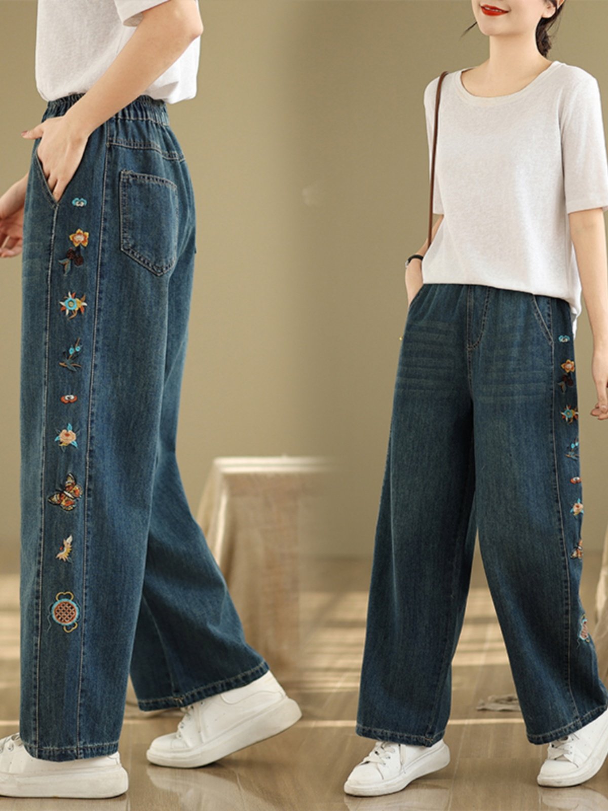 Bloemenborduurwerk dames denim - Embroidery Unique Design recensie en prijs