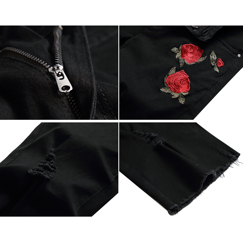 2026 Zomer Heren Rode Rozen Ge - Embroidery On Jeans recensie en prijs